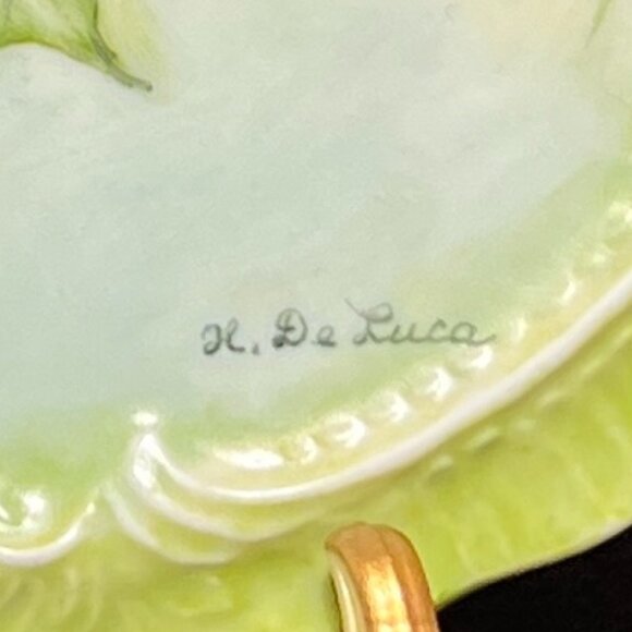 De Luca Hand Painted Holly Berries Trivet Plate Ceramic Green Christmas Holiday - Picture 9 of 10